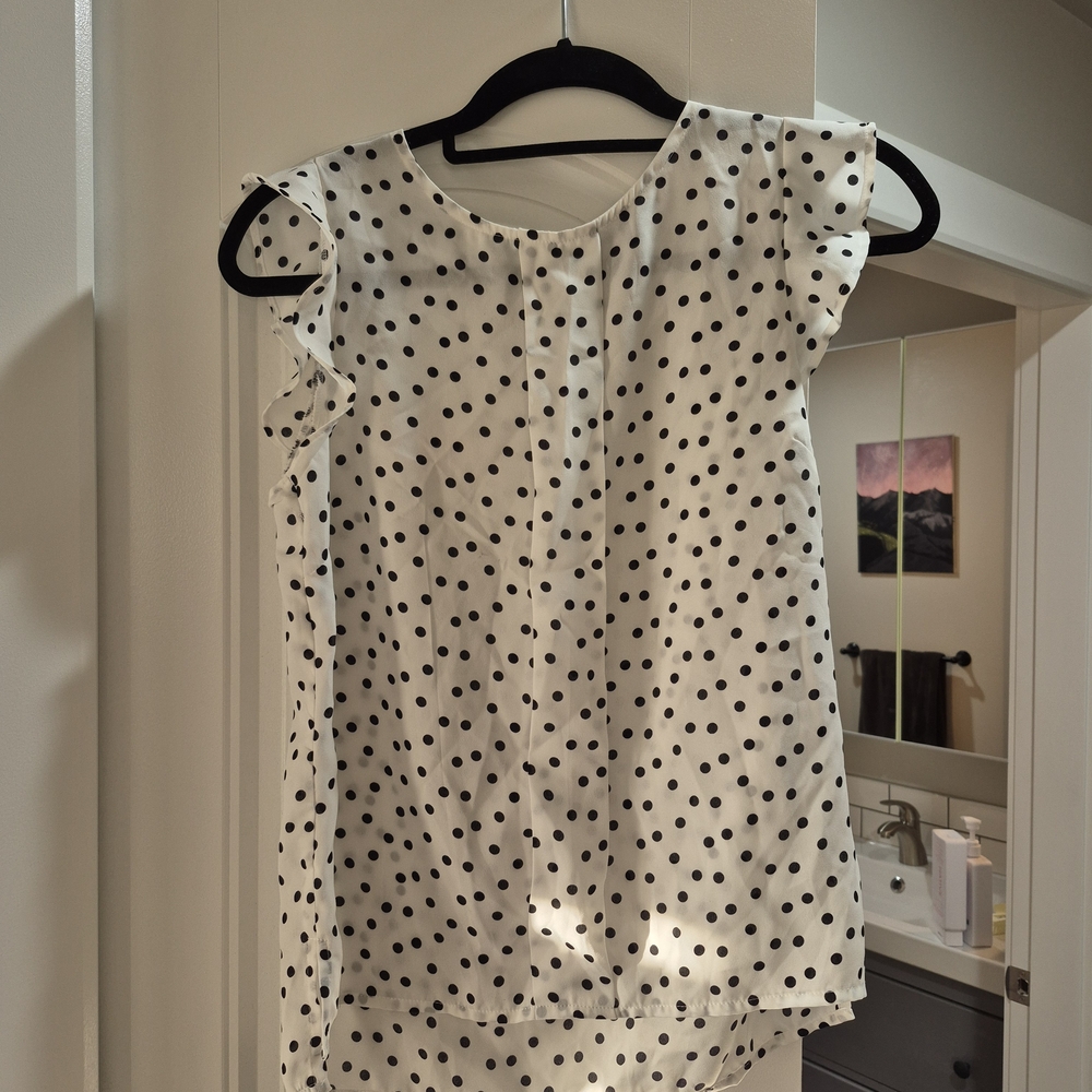 George Black and White Polka Dot Blouse